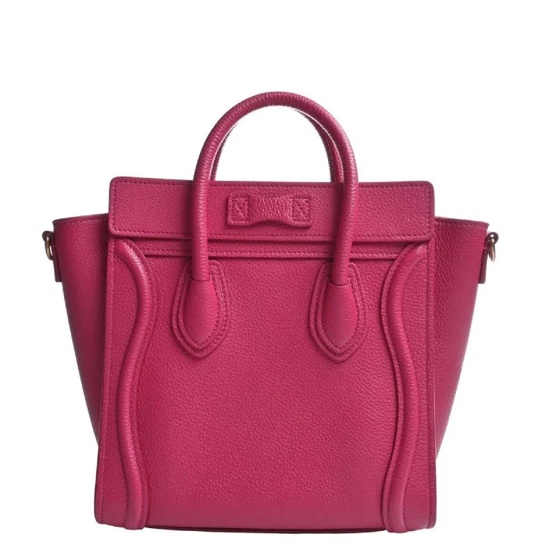 Celine Leather Luggage Nano Shopper Handbag Pink Ladies