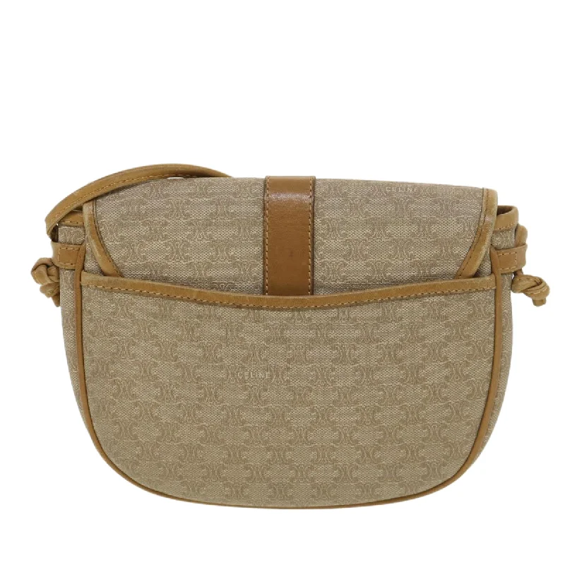 Celine Macadam Canvas Shoulder Bag PVC Leather Beige  39182