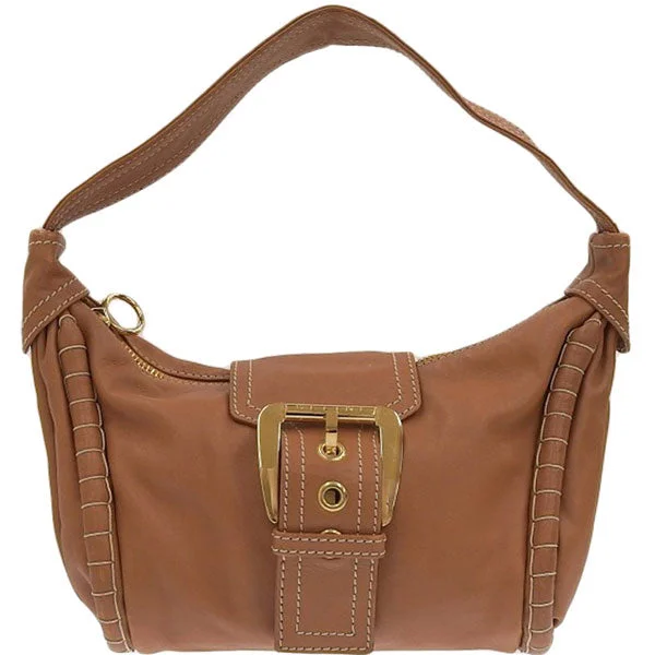 Celine Logo Buckle Shoulder Bag Camel