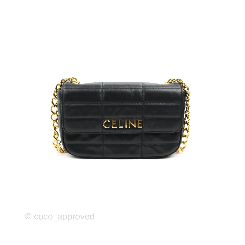 Celine Monochrome Quilted Goatskin Matelasse Black Gold Hardware