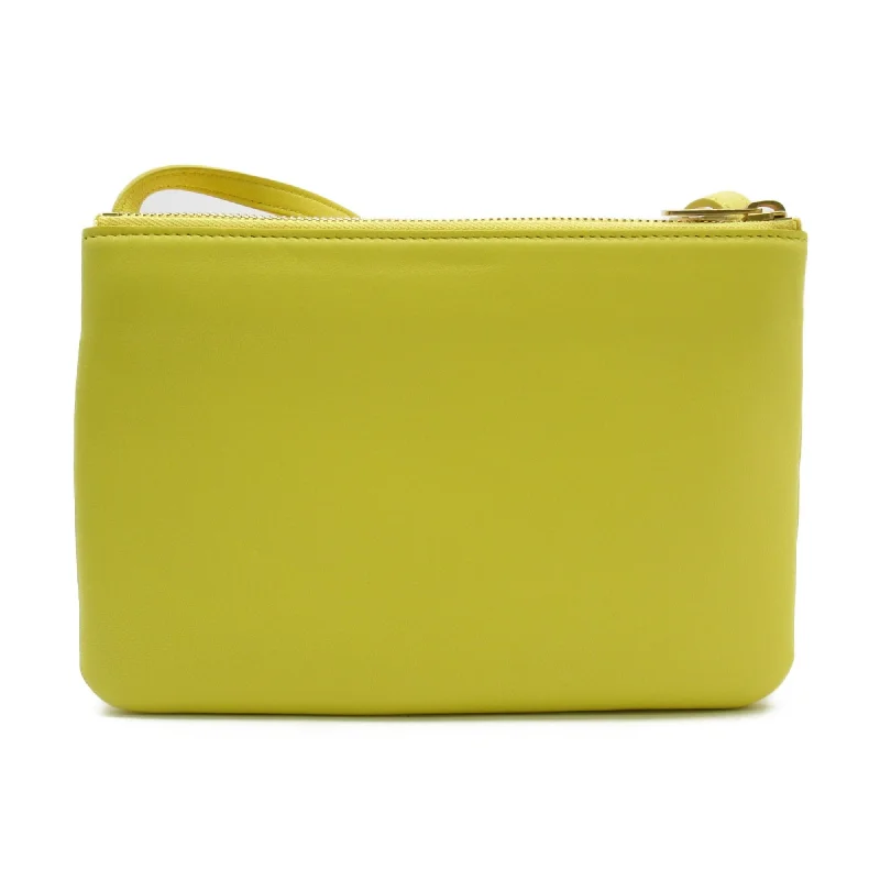 Celine Trio Shoulder Bag Yellow leather