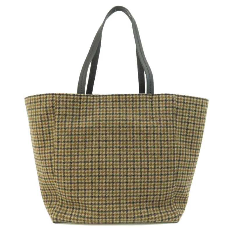 Celine Hippo Phantom Tweed Pattern Tote Bag Cotton Women's