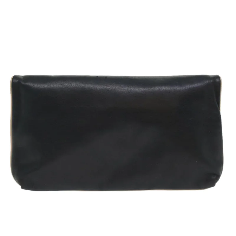 Celine Clutch Bag Leather Navy  bs6874