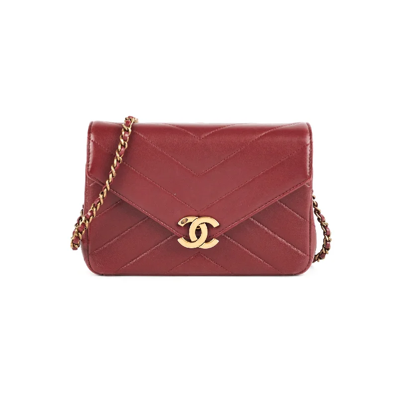 Chanel Mini Chevron Burgundy Crossbody Bag