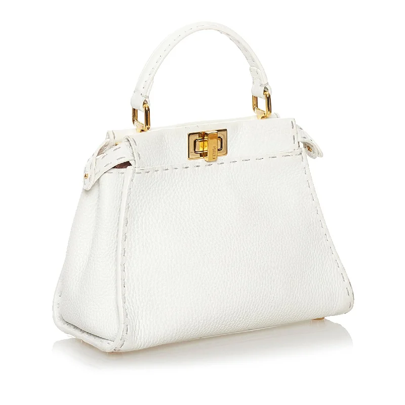 Fendi Mini Selleria Peekaboo Leather Satchel (SHG-34091)