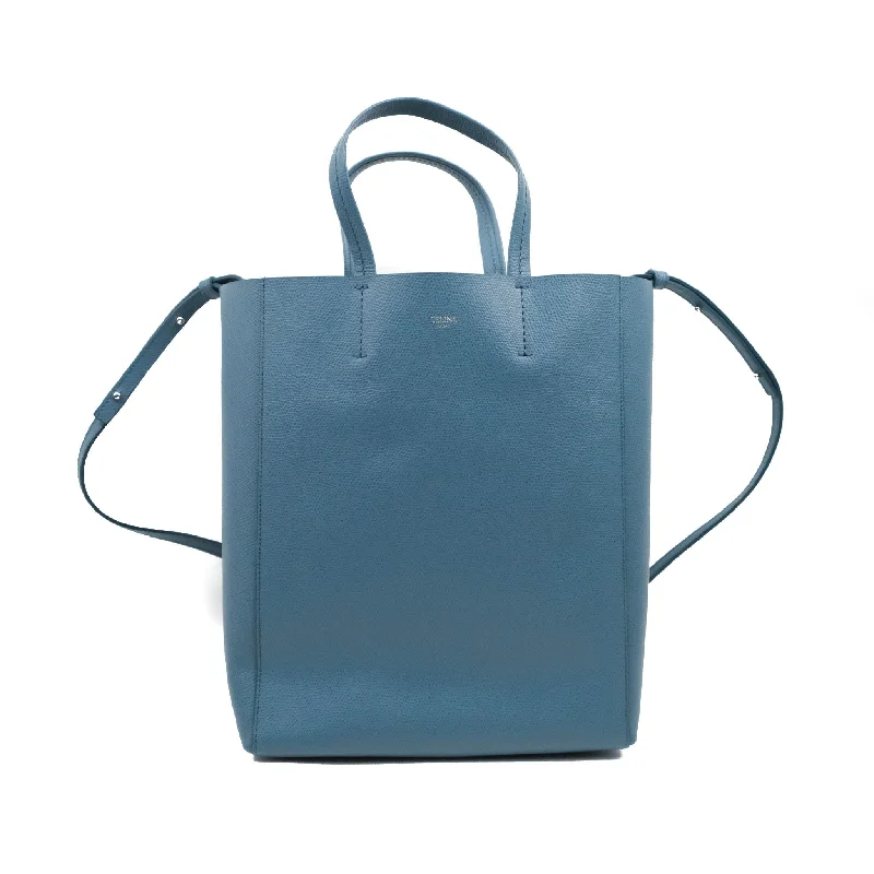 Celine Small Vertical Cabas Tote Grained Calfskin Blue Silver Hardware