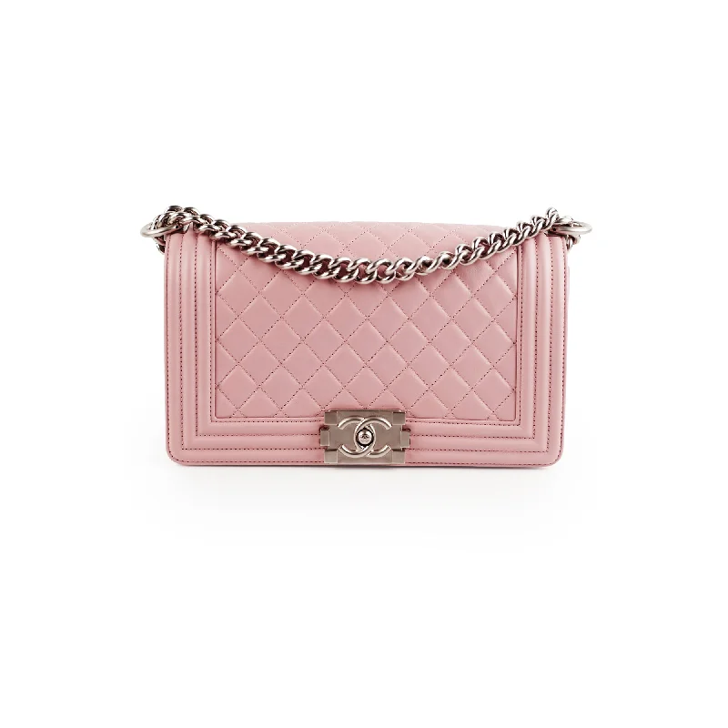 Chanel Old Medium Lambskin Boy Light Pink