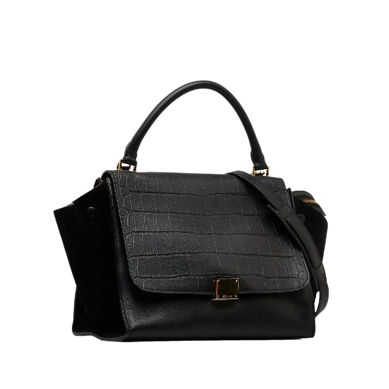 Celine Small Croc Embossed Trapeze Satchel