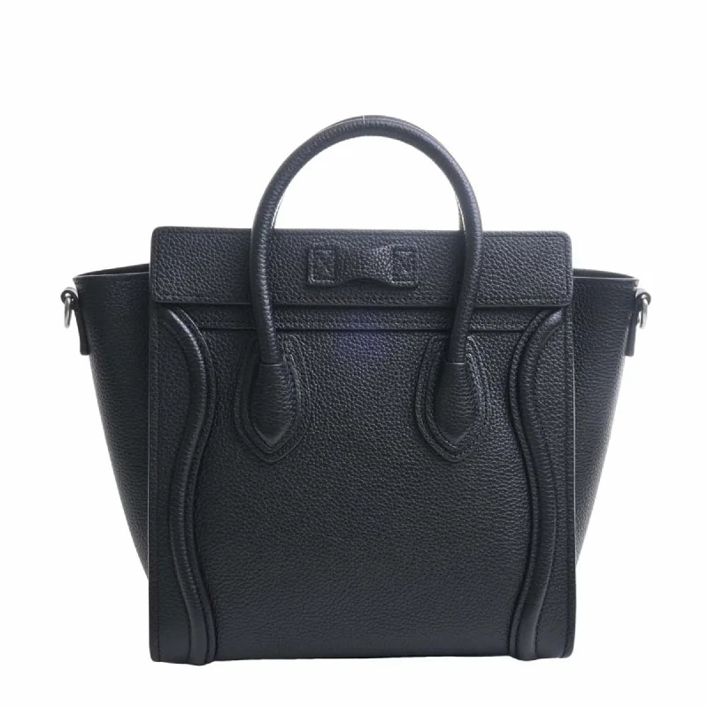 Celine Leather Luggage Nano Shopper Handbag Black Ladies