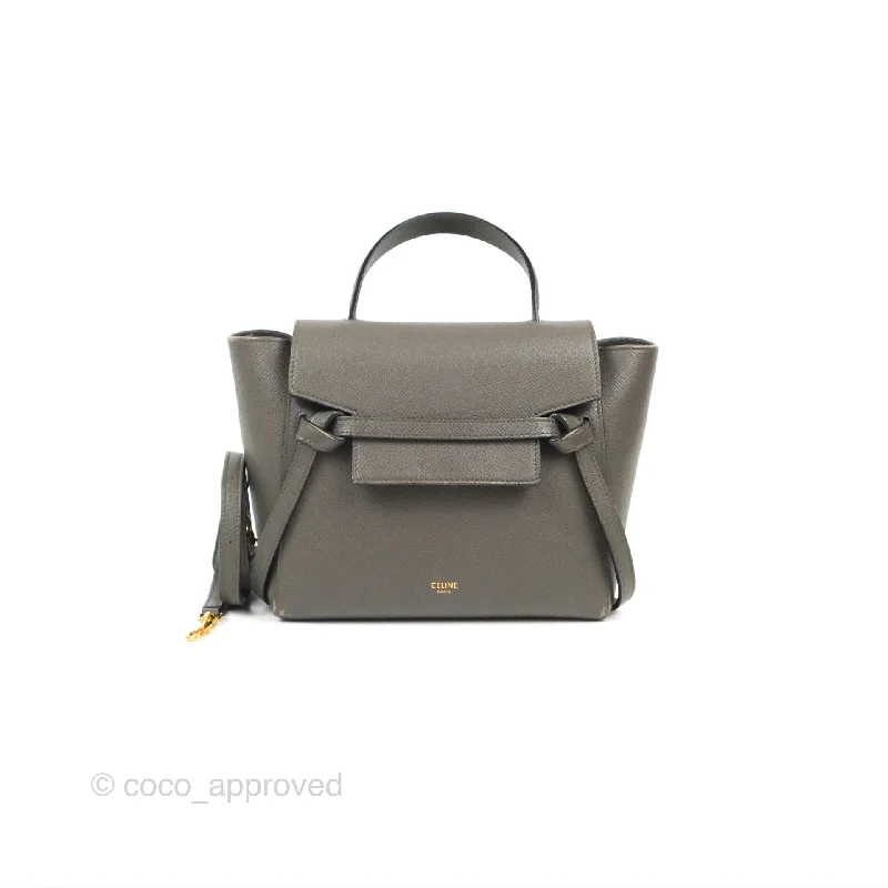 Celine Nano Belt Bag Grey Grained Calfskin Gold Hardware