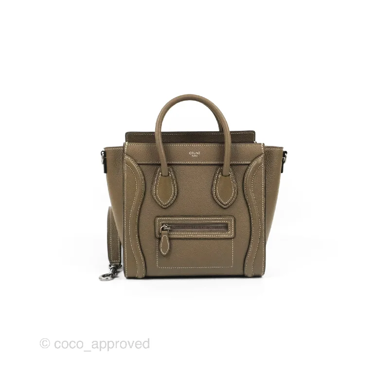 Celine Nano Luggage in Souris Drummed Calfskin