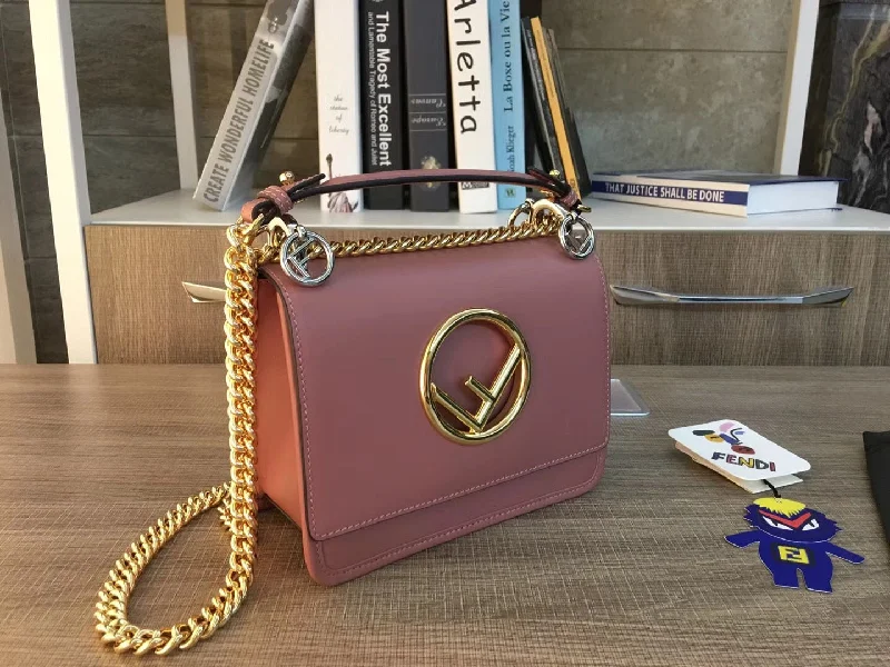 Fendi Small Kan I F Bag In Pink Calfskin