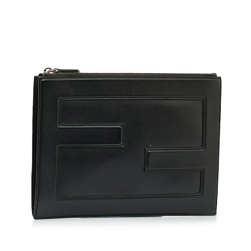 Fendi FF Leather Zip Clutch (SHG-Pnk2mm)