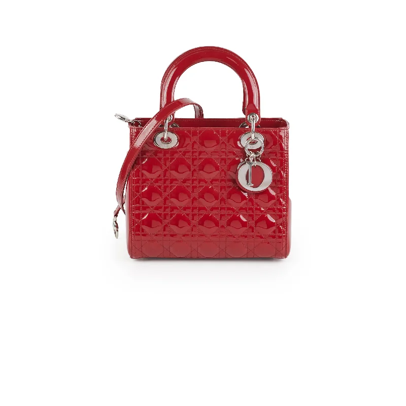 Dior Patent Lady Dior Medium Red