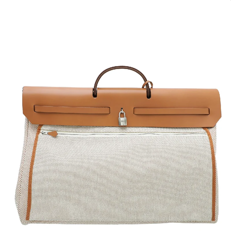 Hermes Natural Herbag Zip 50 Retourne Cabine Bag