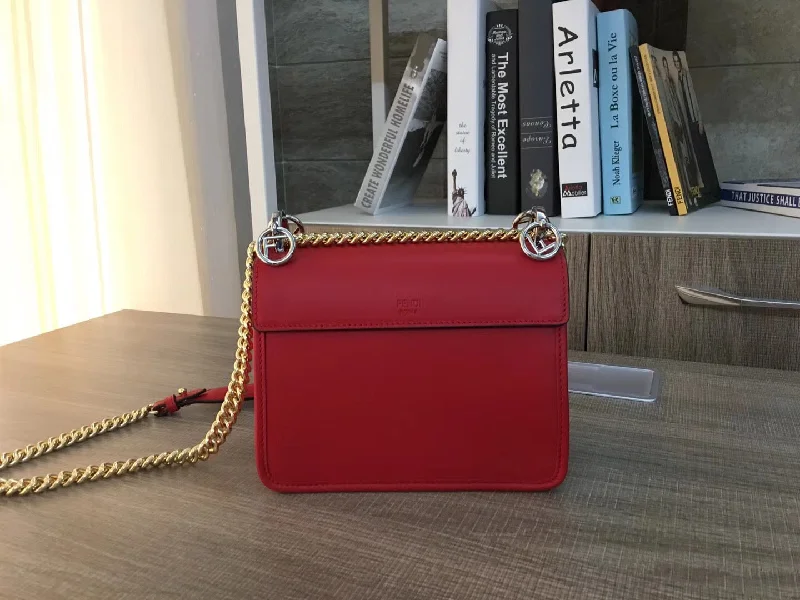 Fendi Small Kan I F Bag In Red Calfskin