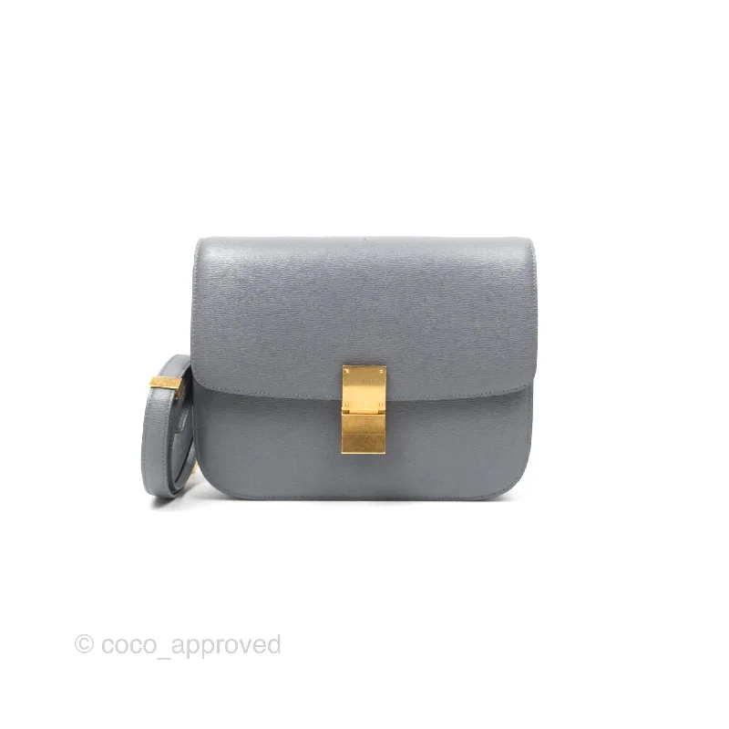 Celine Medium Classic Box Flap Grey Liege Calfskin