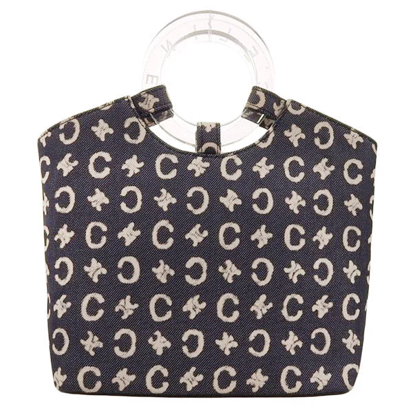 Celine Denim C Macadam Pattern Logo Top Handle Bag Indigo