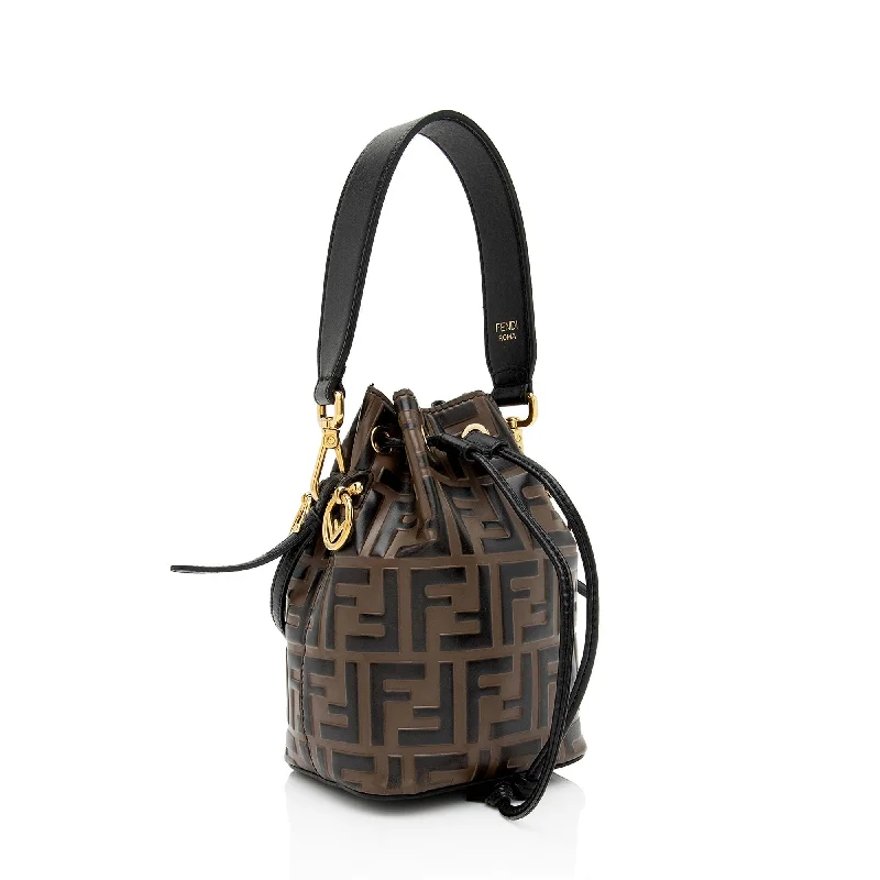 Fendi FF Embossed Calfskin Mon Tresor Mini Bucket Bag (SHF-mo1hOL)