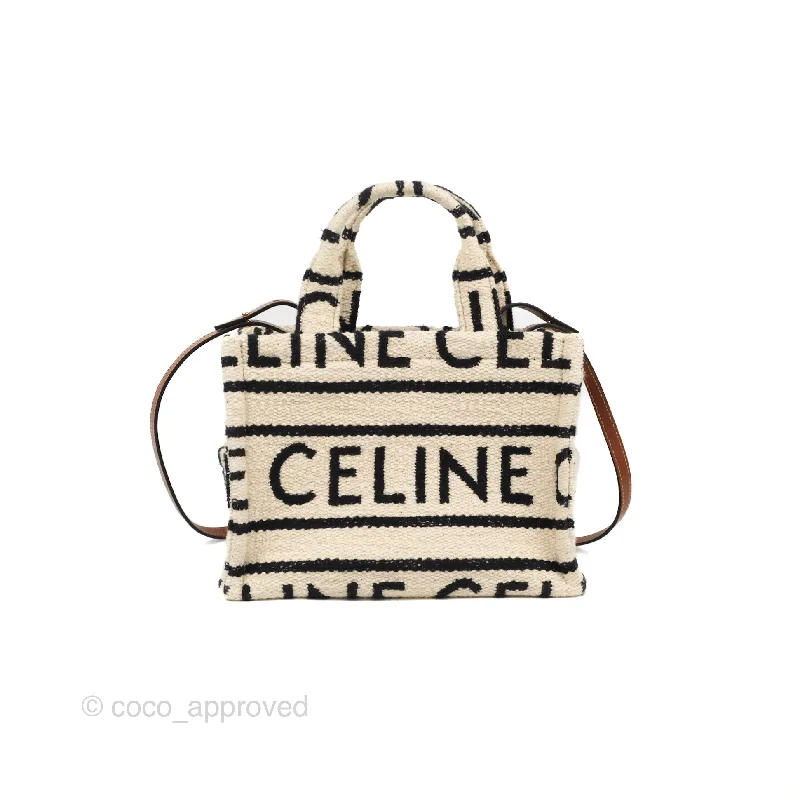 Celine Small Cabas Thais Textile with Celine All-Over White