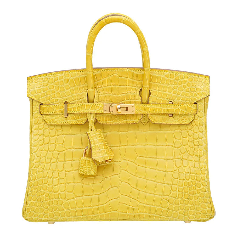 Hermes Mimosa Matte Alligator Birkin 25 Bag