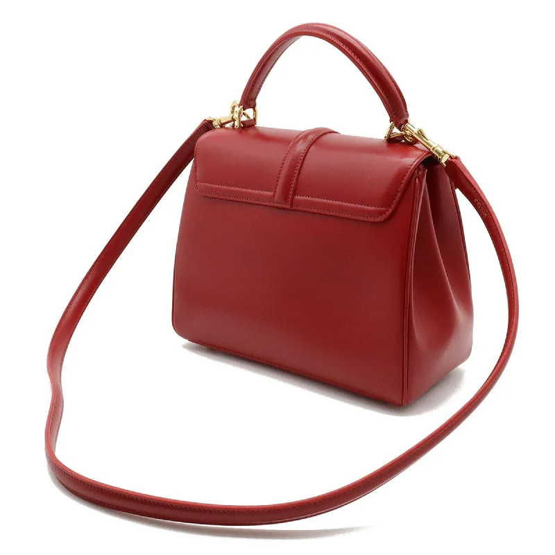 Celine 16 Saise Small Handbag Shoulder Bag Leather Red 188003