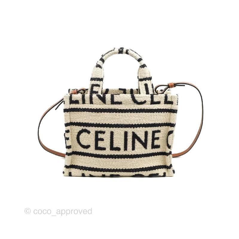 Celine Small Cabas Thais Textile with Celine All-Over White