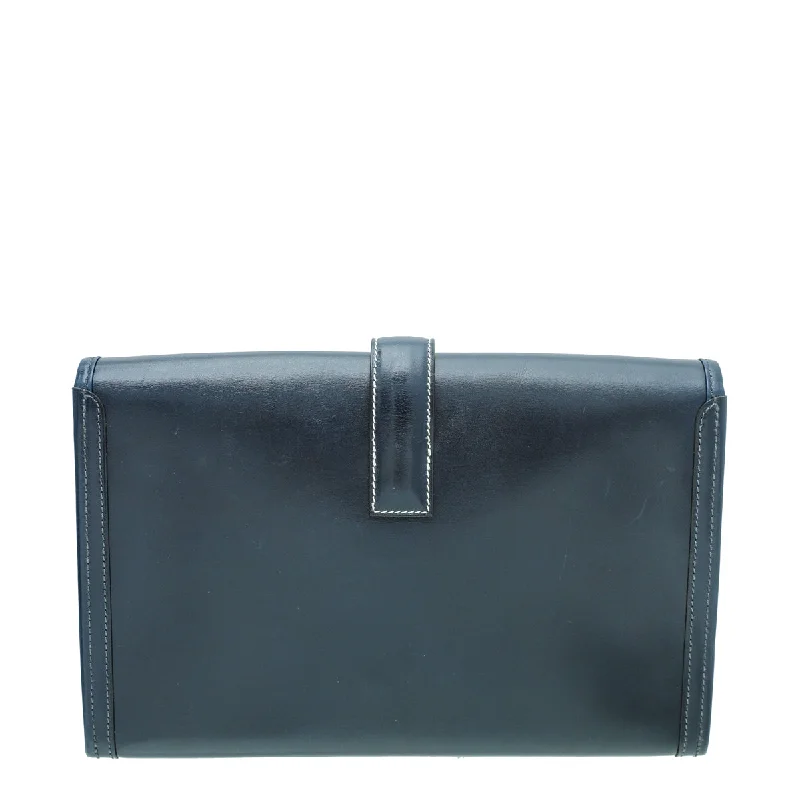 Hermes Navy Blue Jige Elan 29 Box Clutch