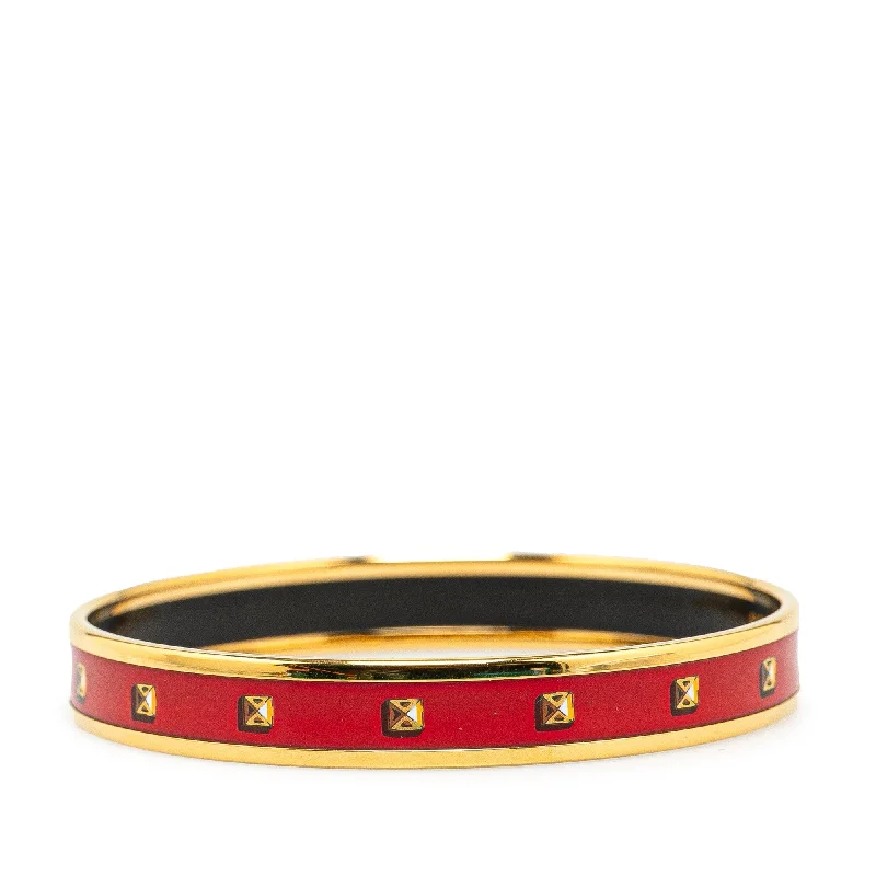 Hermes Narrow Medor Print Enamel Bangle 65 Costume Bracelet