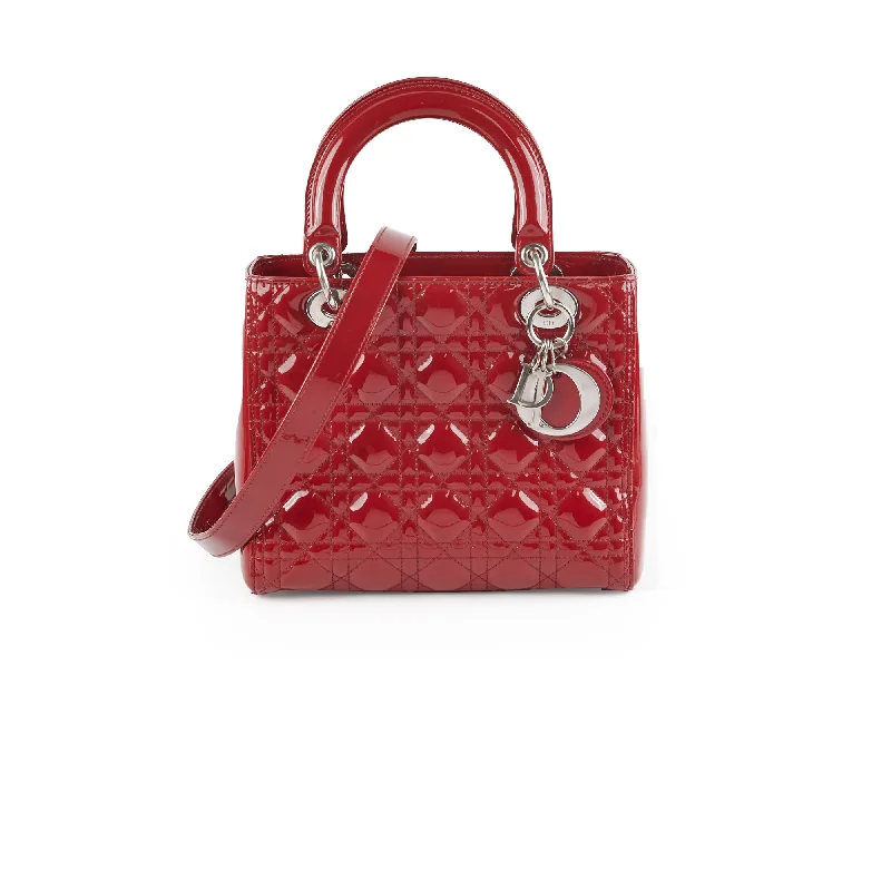 Christian Dior Lady Dior Medium Red Patent