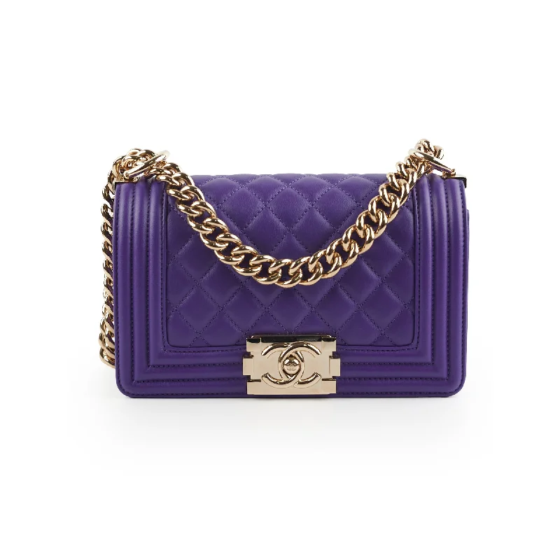 Chanel 19k Small Boy Quilted Purple Crossbody Bag