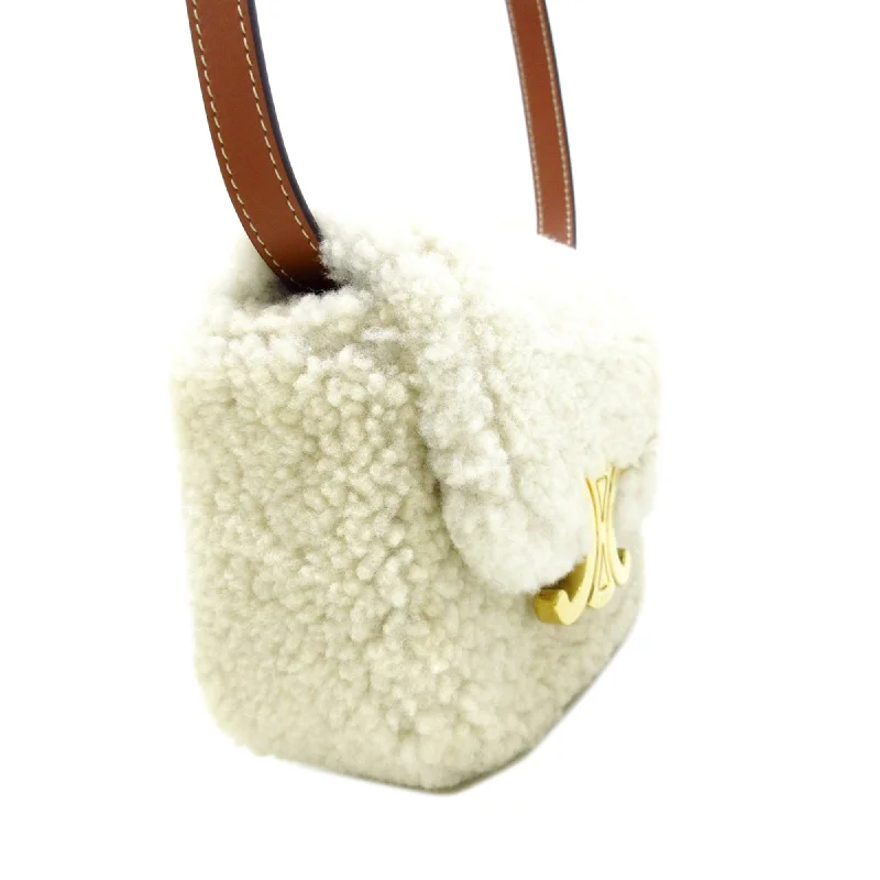 Celine Mini Shearling Triomphe Shoulder Bag