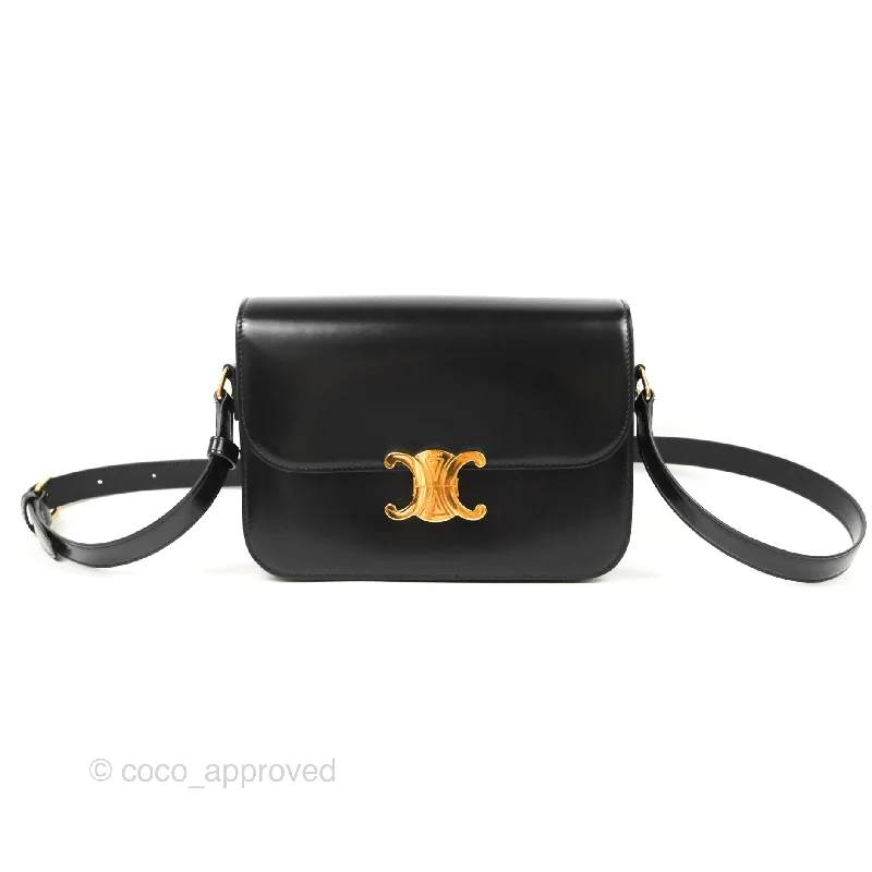 Celine Medium Triomphe Black Shiny Calfskin