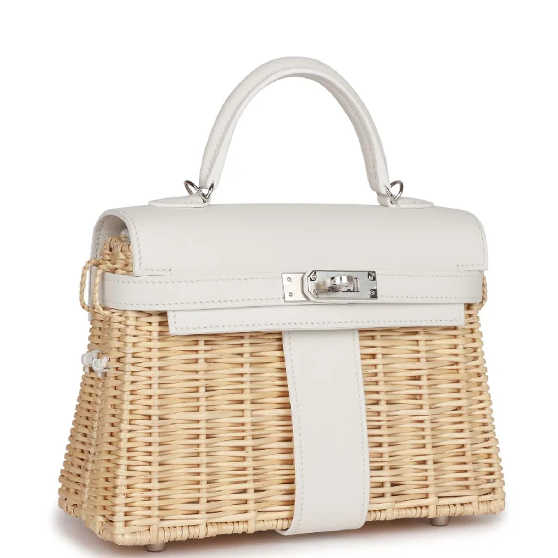 Hermes Mini Picnic Kelly 20 White Swift Palladium Hardware