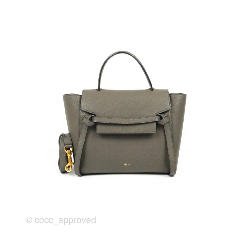 Celine Micro Belt Bag Grey Grained Calfskin Gold Hardware