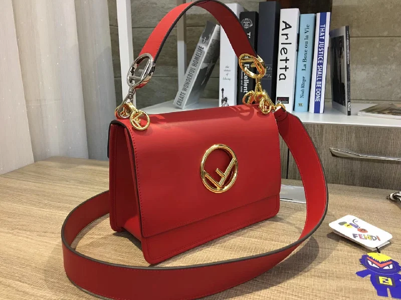 Fendi Kan I F Shoulder Bag In Red Calfskin