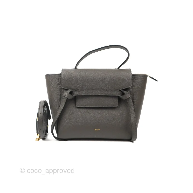 Celine Nano Belt Bag Grey Grained Calfskin Gold Hardware