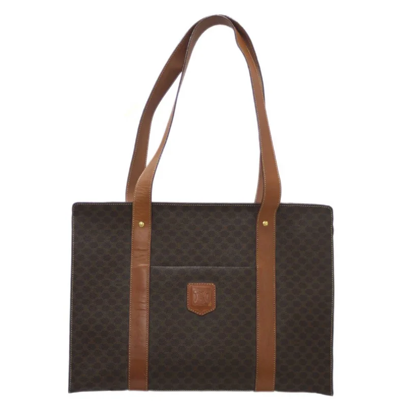 Celine Macadam Tote Bag Shoulder Brown PVC Leather Women's Men's KS