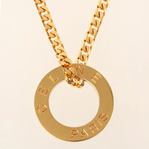 Celine Circle Logo Plate Necklace