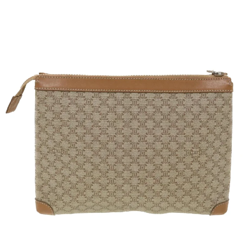 Celine Macadam Canvas Clutch Bag Beige  ac1845