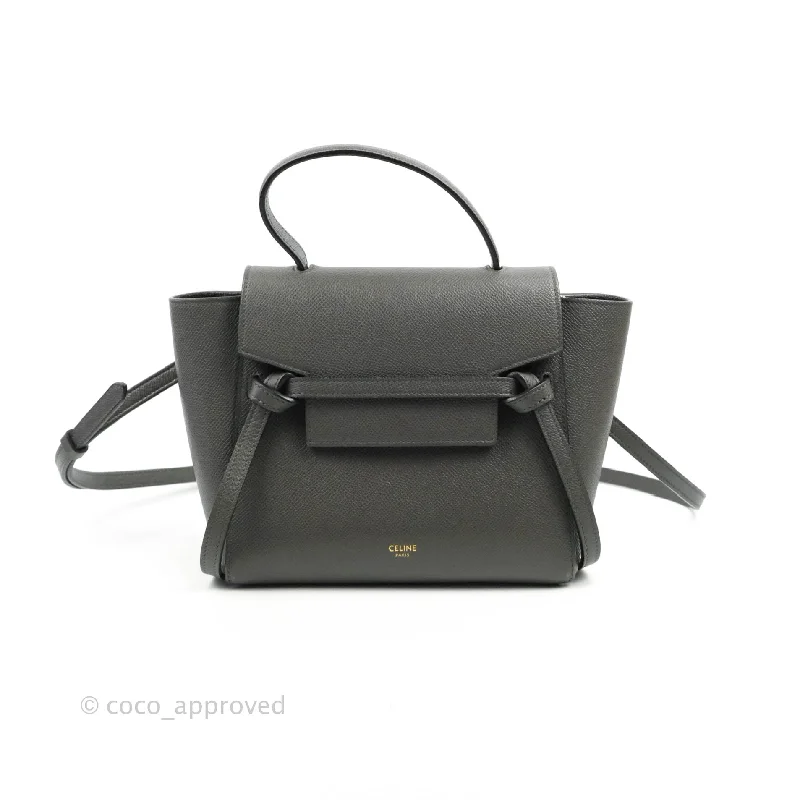 Celine Nano Belt Bag Grey Grained Calfskin Gold Hardware