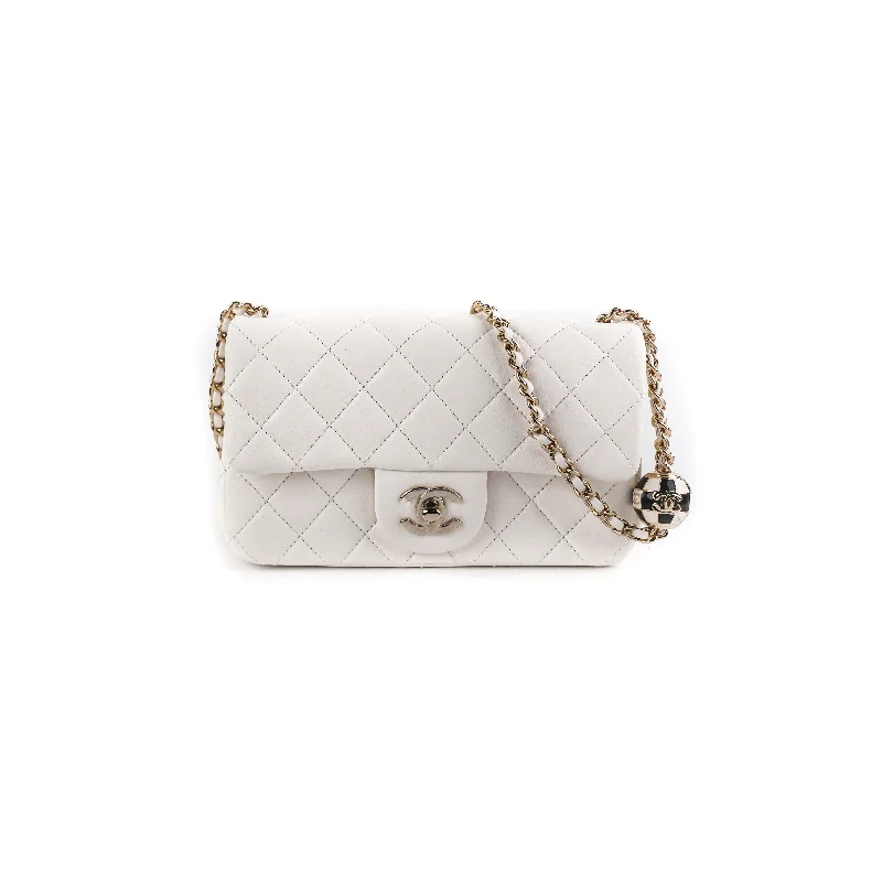 Chanel Mini Rectangular Pearl Crush Lambskin White