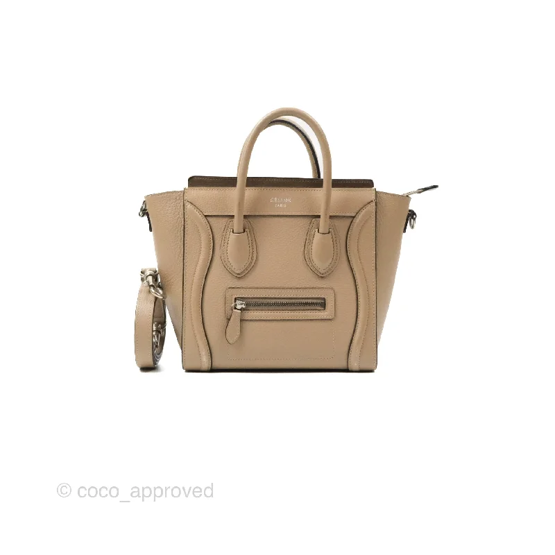 Celine Nano Luggage Bag Dune Drummed Calfskin