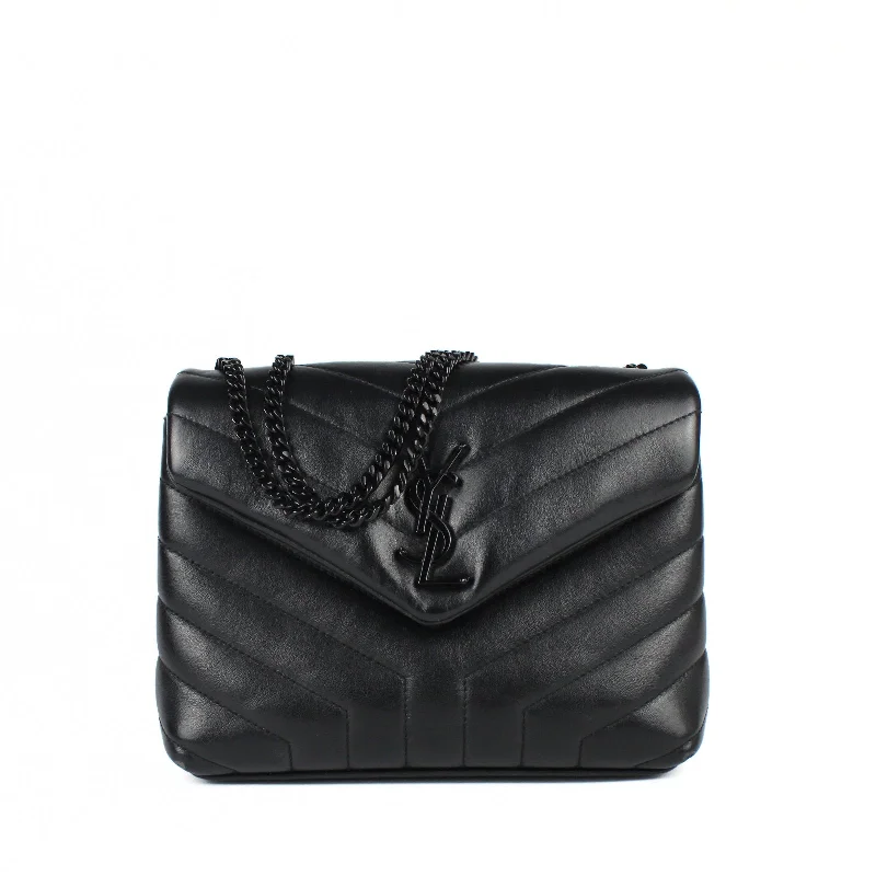 Loulou small en cuir matelassé full black