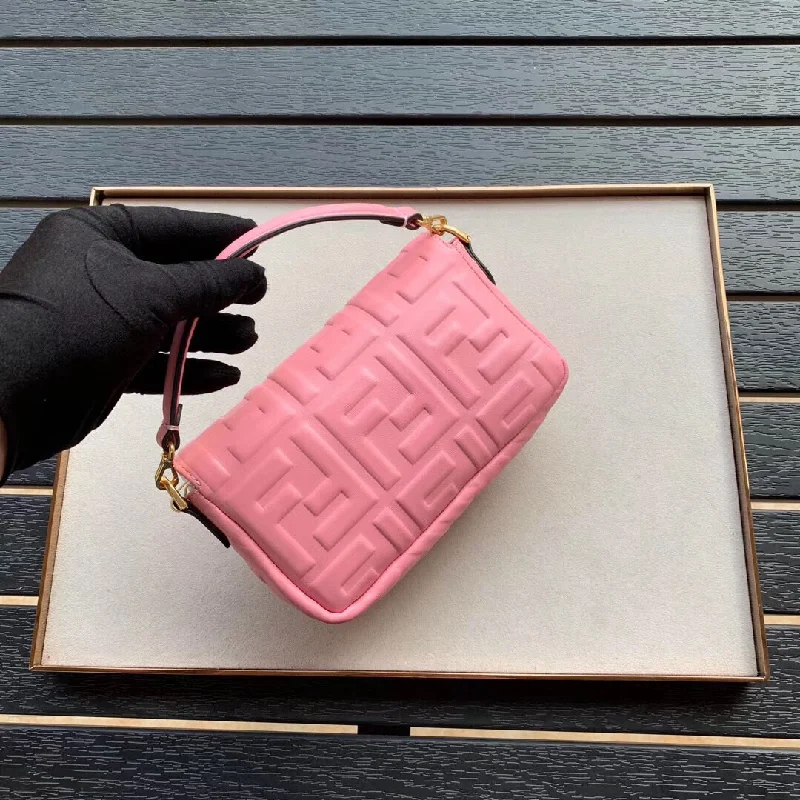 Fendi Pink FF Motif Mini Baguette Bag