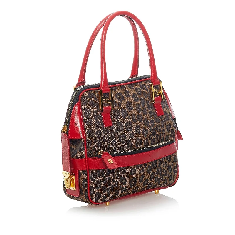 Fendi Leopard Print Nylon Satchel (SHG-37306)