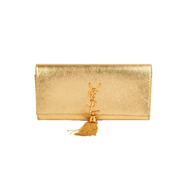 Saint Laurent Kate Tassel Gold Clutch