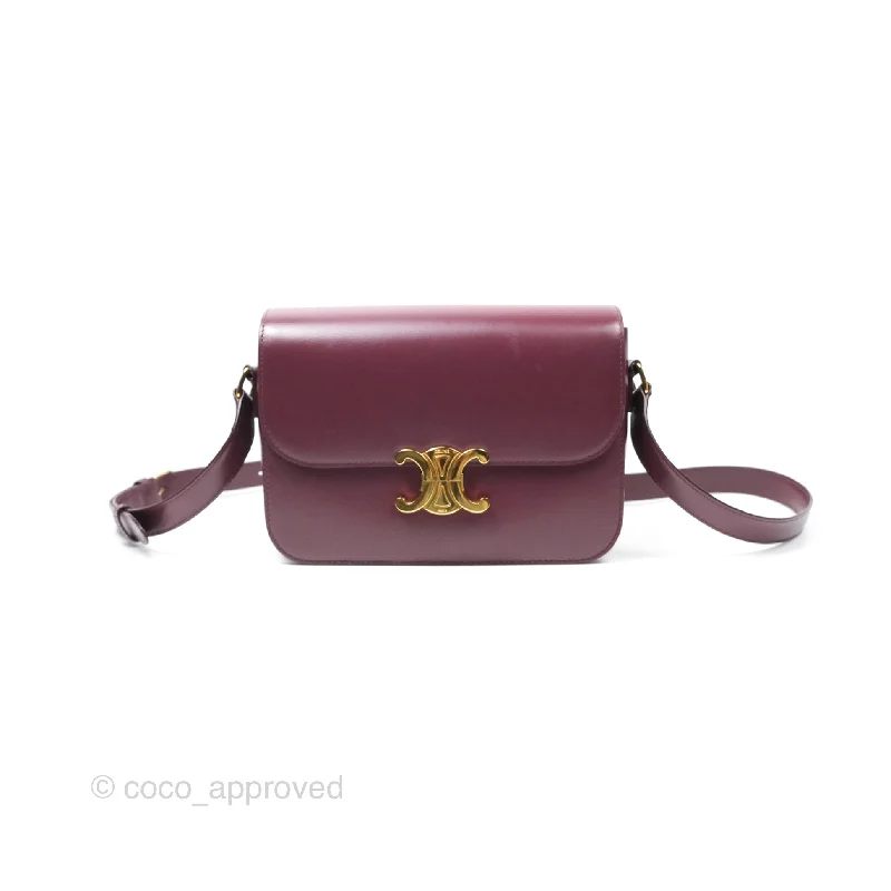 Celine Medium Triomphe Acai Burgundy Shiny Calfskin